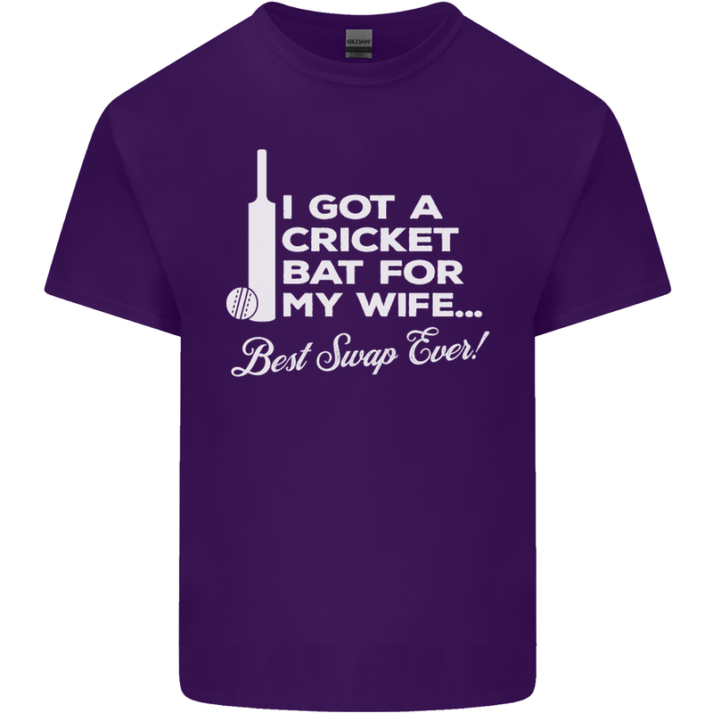 A Cricket Bat for My Wife Best Swap Ever! Mens Cotton T-Shirt Tee Top Purple