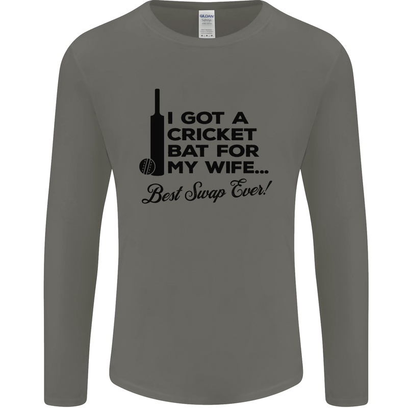 A Cricket Bat for My Wife Best Swap Ever! Mens Long Sleeve T-Shirt Charcoal