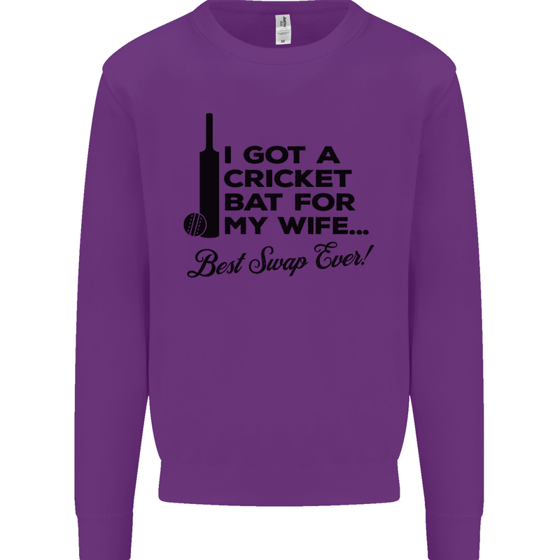 A Cricket Bat for My Wife Best Swap Ever! Mens Sweatshirt Jumper Purple