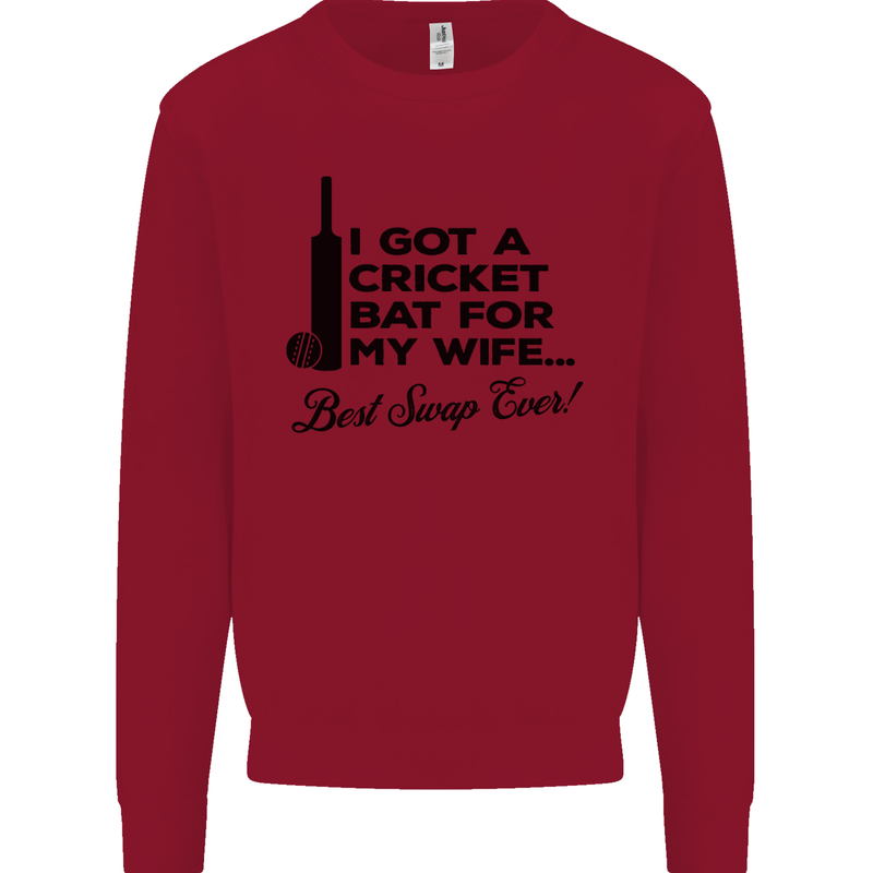 A Cricket Bat for My Wife Best Swap Ever! Mens Sweatshirt Jumper Red