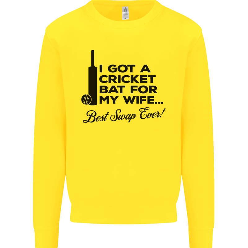 A Cricket Bat for My Wife Best Swap Ever! Mens Sweatshirt Jumper Yellow