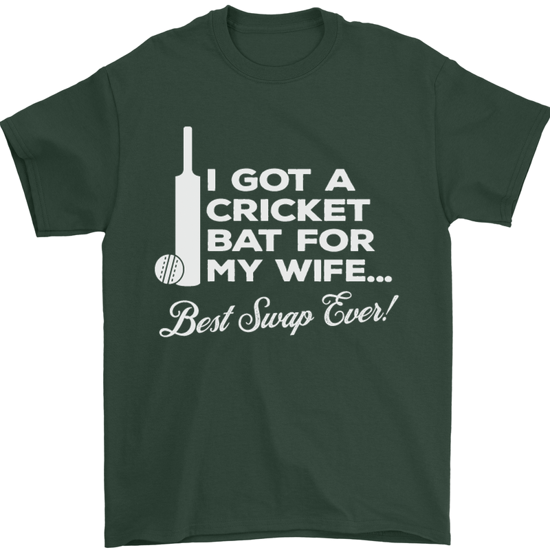 A Cricket Bat for My Wife Best Swap Ever! Mens T-Shirt Cotton Gildan Forest Green