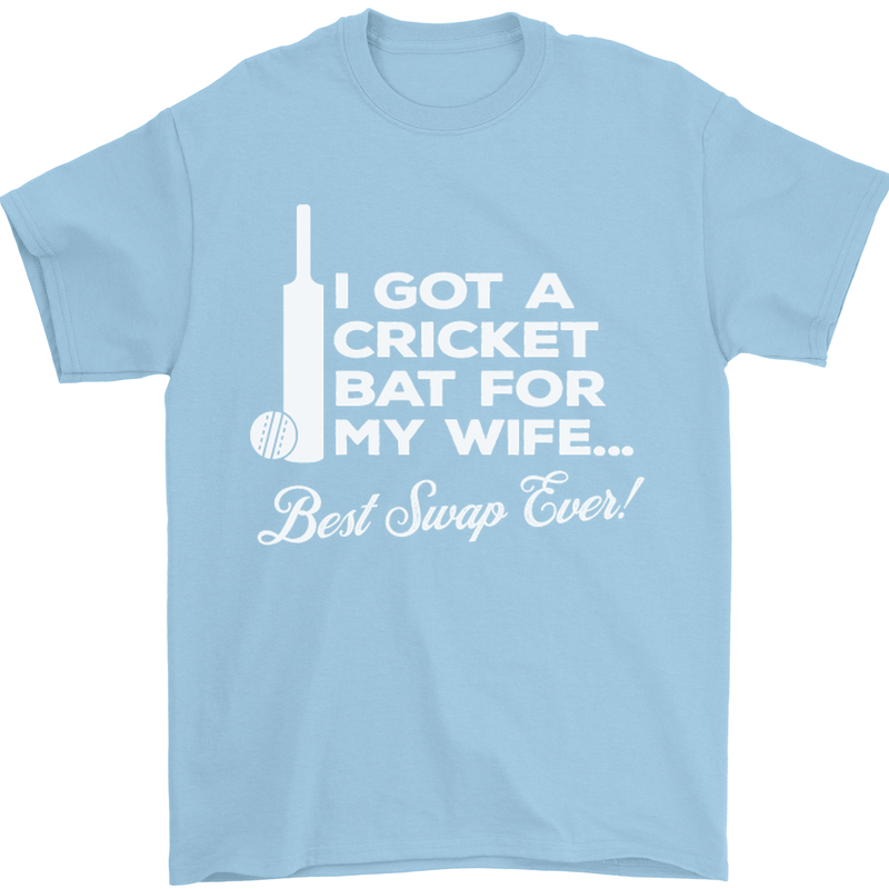 A Cricket Bat for My Wife Best Swap Ever! Mens T-Shirt Cotton Gildan Light Blue