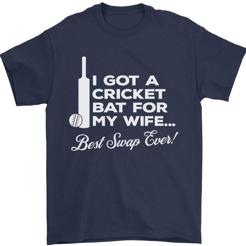 A Cricket Bat for My Wife Best Swap Ever! Mens T-Shirt Cotton Gildan Navy Blue