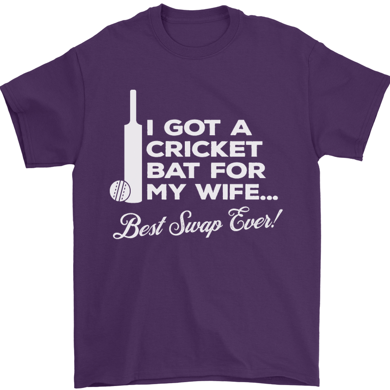 A Cricket Bat for My Wife Best Swap Ever! Mens T-Shirt Cotton Gildan Purple
