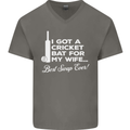 A Cricket Bat for My Wife Best Swap Ever! Mens V-Neck Cotton T-Shirt Charcoal