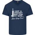 A Cricket Bat for My Wife Best Swap Ever! Mens V-Neck Cotton T-Shirt Navy Blue
