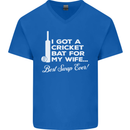 A Cricket Bat for My Wife Best Swap Ever! Mens V-Neck Cotton T-Shirt Royal Blue