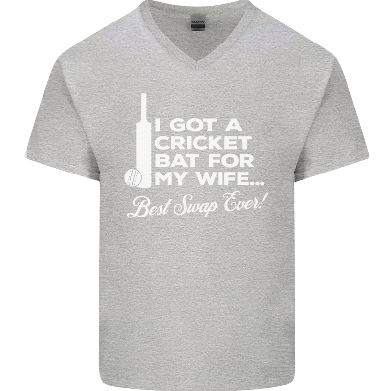 A Cricket Bat for My Wife Best Swap Ever! Mens V-Neck Cotton T-Shirt White