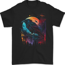 A Crow With a Fantasy Moon Mens Gildan Cotton T-Shirt Black
