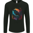 A Crow With a Fantasy Moon Mens Long Sleeve T-Shirt Black