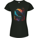 A Crow With a Fantasy Moon Womens Petite Cut T-Shirt Black