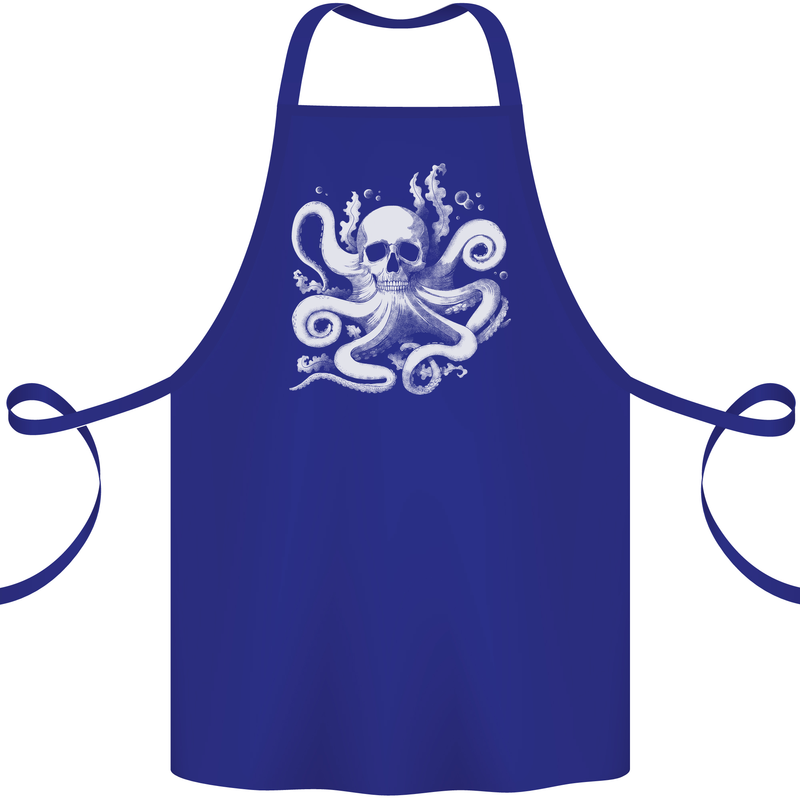 A Cthulhu Kraken Octopus Mythology Cotton Apron 100% Organic Royal Blue