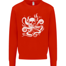 A Cthulhu Kraken Octopus Mythology Kids Sweatshirt Jumper Bright Red
