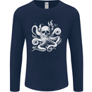 A Cthulhu Kraken Octopus Mythology Mens Long Sleeve T-Shirt Navy Blue