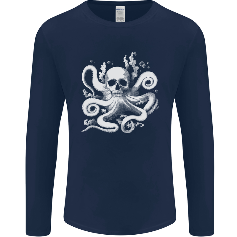 A Cthulhu Kraken Octopus Mythology Mens Long Sleeve T-Shirt Navy Blue