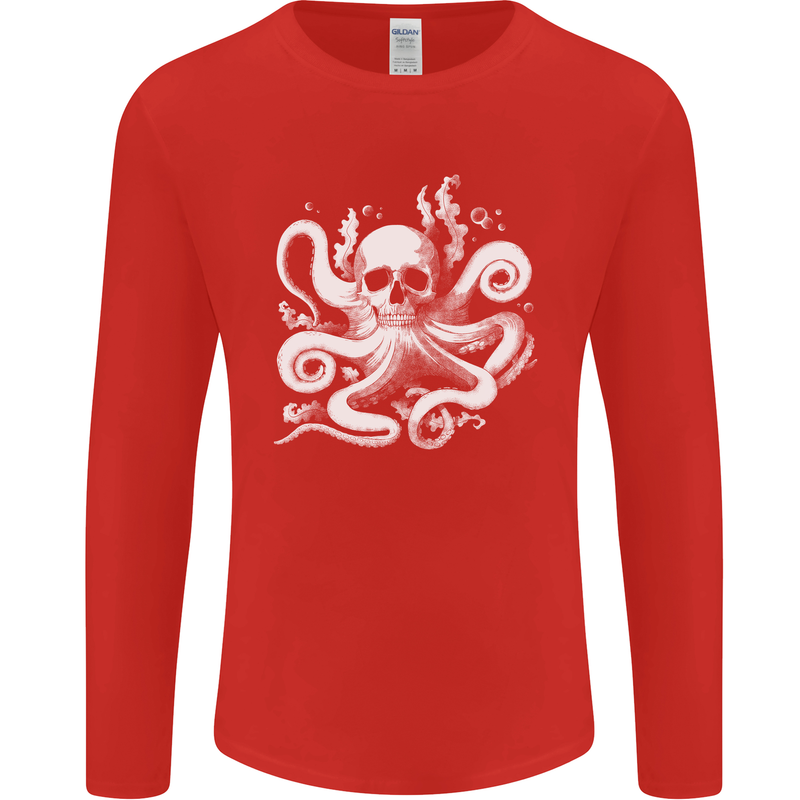 A Cthulhu Kraken Octopus Mythology Mens Long Sleeve T-Shirt Red