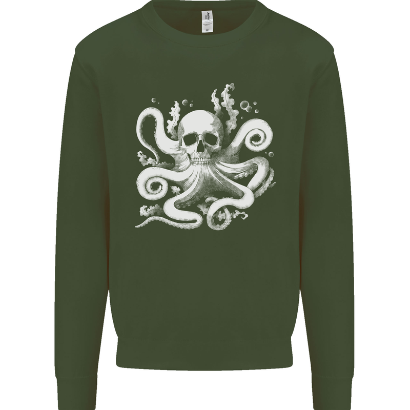 A Cthulhu Kraken Octopus Mythology Mens Sweatshirt Jumper Forest Green