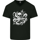 A Cthulhu Kraken Octopus Mythology Mens V-Neck Cotton T-Shirt Black