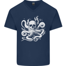 A Cthulhu Kraken Octopus Mythology Mens V-Neck Cotton T-Shirt Navy Blue