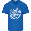 A Cthulhu Kraken Octopus Mythology Mens V-Neck Cotton T-Shirt Royal Blue