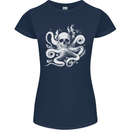 A Cthulhu Kraken Octopus Mythology Womens Petite Cut T-Shirt Navy Blue