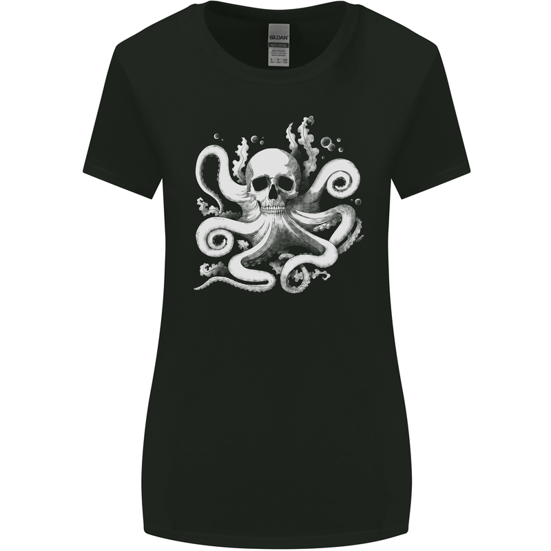 A Cthulhu Kraken Octopus Mythology Womens Wider Cut T-Shirt Black