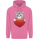 A Cute Cat With a Heart Love Valentines Day Childrens Kids Hoodie Azalea
