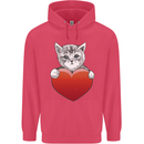 A Cute Cat With a Heart Love Valentines Day Childrens Kids Hoodie Heliconia
