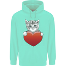 A Cute Cat With a Heart Love Valentines Day Childrens Kids Hoodie Peppermint