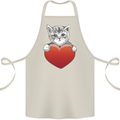 A Cute Cat With a Heart Love Valentines Day Cotton Apron 100% Organic Natural