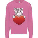 A Cute Cat With a Heart Love Valentines Day Mens Sweatshirt Jumper Azalea