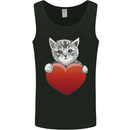 A Cute Cat With a Heart Love Valentines Day Mens Vest Tank Top Black