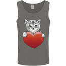 A Cute Cat With a Heart Love Valentines Day Mens Vest Tank Top Charcoal