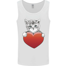 A Cute Cat With a Heart Love Valentines Day Mens Vest Tank Top White