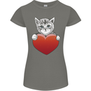 A Cute Cat With a Heart Love Valentines Day Womens Petite Cut T-Shirt Charcoal