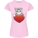 A Cute Cat With a Heart Love Valentines Day Womens Petite Cut T-Shirt Light Pink