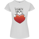 A Cute Cat With a Heart Love Valentines Day Womens Petite Cut T-Shirt White
