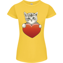 A Cute Cat With a Heart Love Valentines Day Womens Petite Cut T-Shirt Yellow