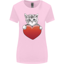 A Cute Cat With a Heart Love Valentines Day Womens Wider Cut T-Shirt Light Pink