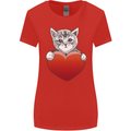 A Cute Cat With a Heart Love Valentines Day Womens Wider Cut T-Shirt Red