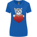 A Cute Cat With a Heart Love Valentines Day Womens Wider Cut T-Shirt Royal Blue