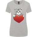 A Cute Cat With a Heart Love Valentines Day Womens Wider Cut T-Shirt Sports Grey