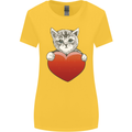 A Cute Cat With a Heart Love Valentines Day Womens Wider Cut T-Shirt Yellow