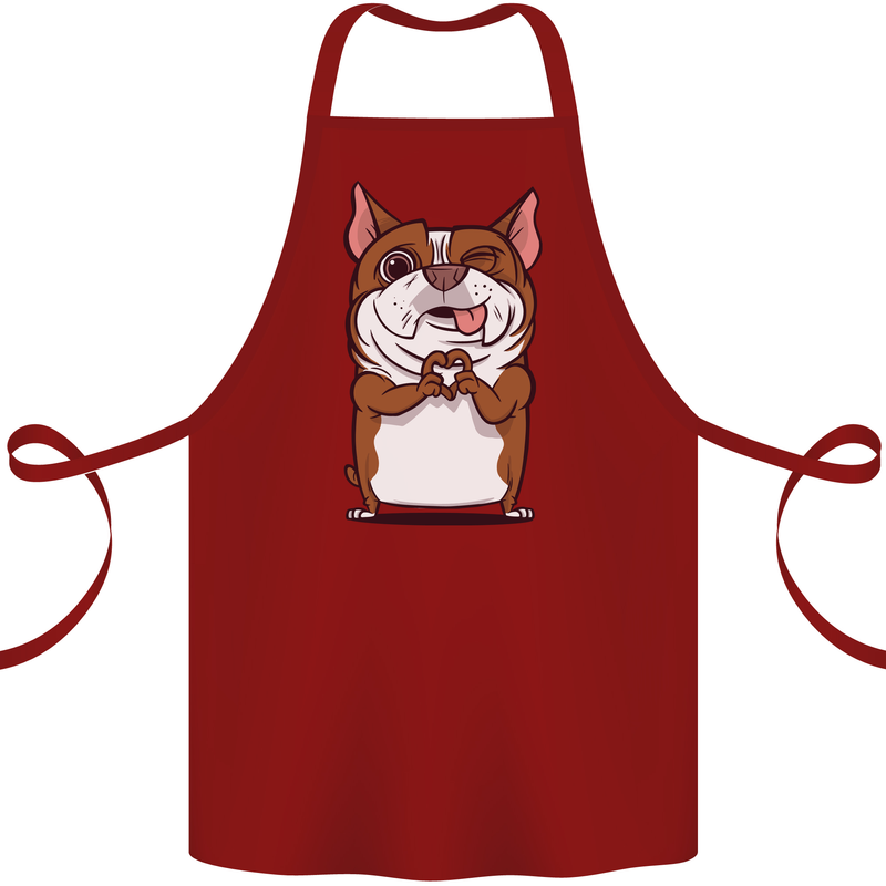 A Cute Dog With a Heart Sign Cotton Apron 100% Organic Maroon