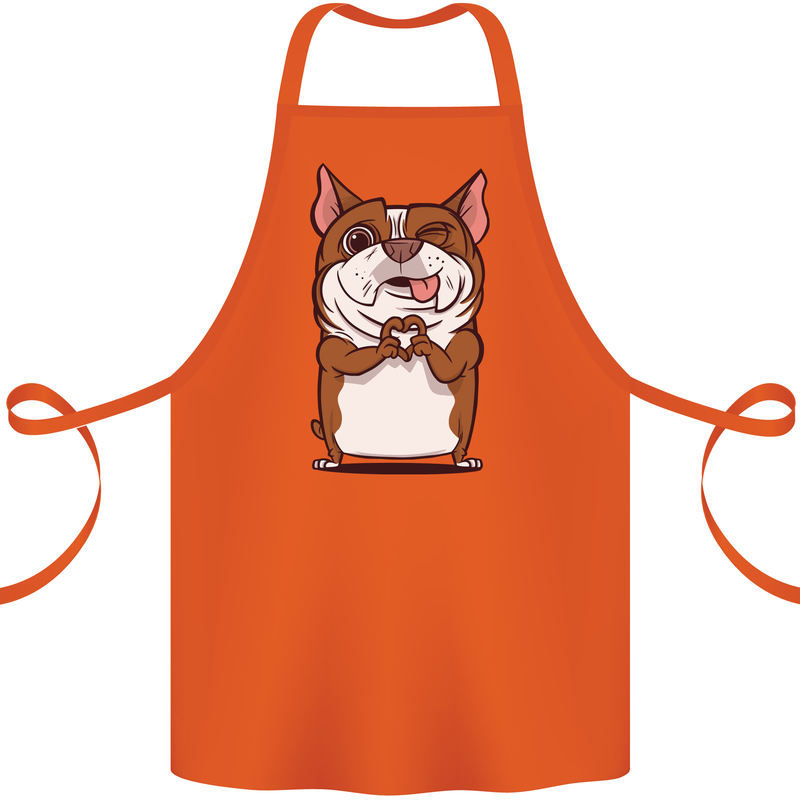 A Cute Dog With a Heart Sign Cotton Apron 100% Organic Orange