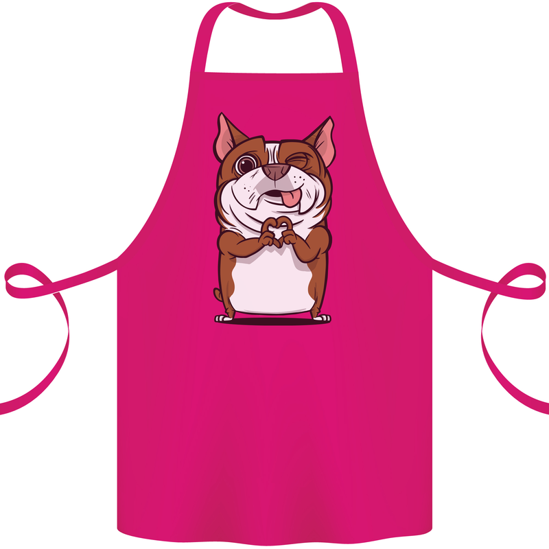 A Cute Dog With a Heart Sign Cotton Apron 100% Organic Pink