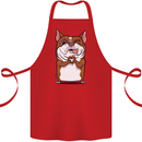 A Cute Dog With a Heart Sign Cotton Apron 100% Organic Red