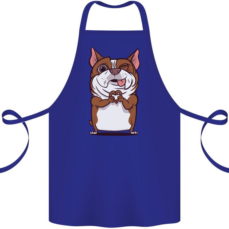 A Cute Dog With a Heart Sign Cotton Apron 100% Organic Royal Blue