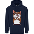 A Cute Dog With a Heart Sign Mens 80% Cotton Hoodie Navy Blue